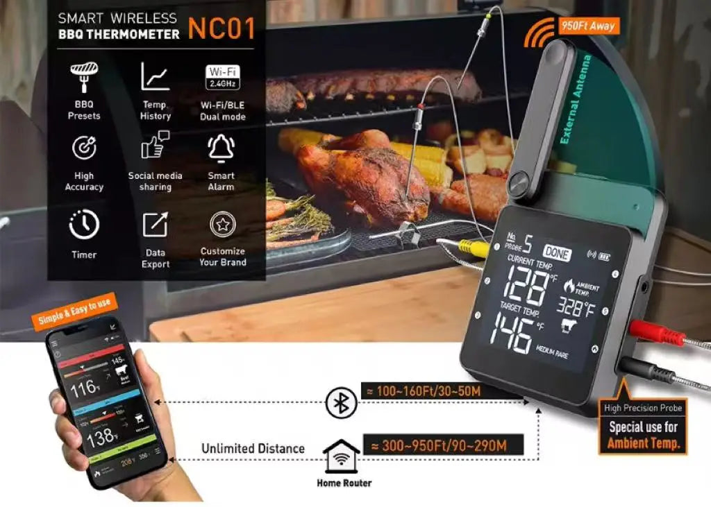 Wireless Smart Meat Thermometer